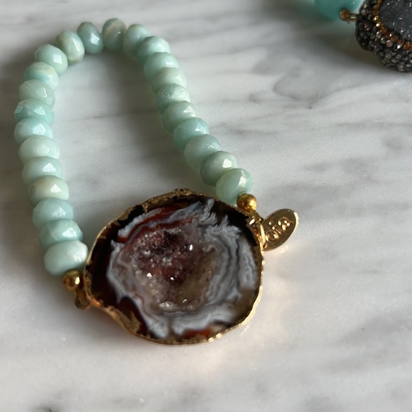 Turquoise Geode Crystal Stretch Bracelets - Picture 4 of 6
